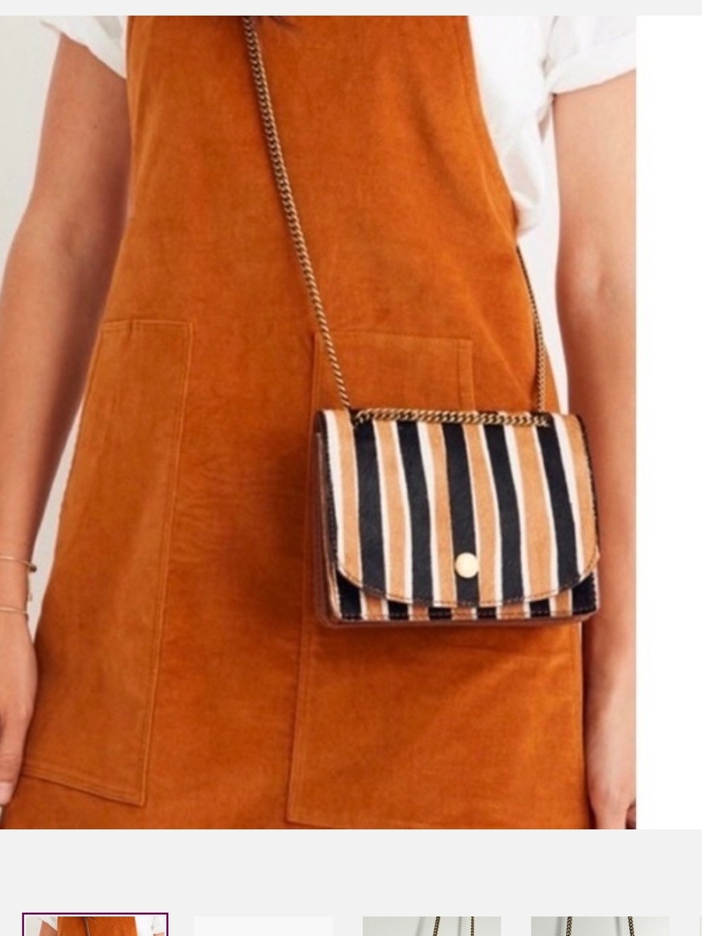 Madewell Calf Hair Striped Crossbody Bag in Black and Tan
